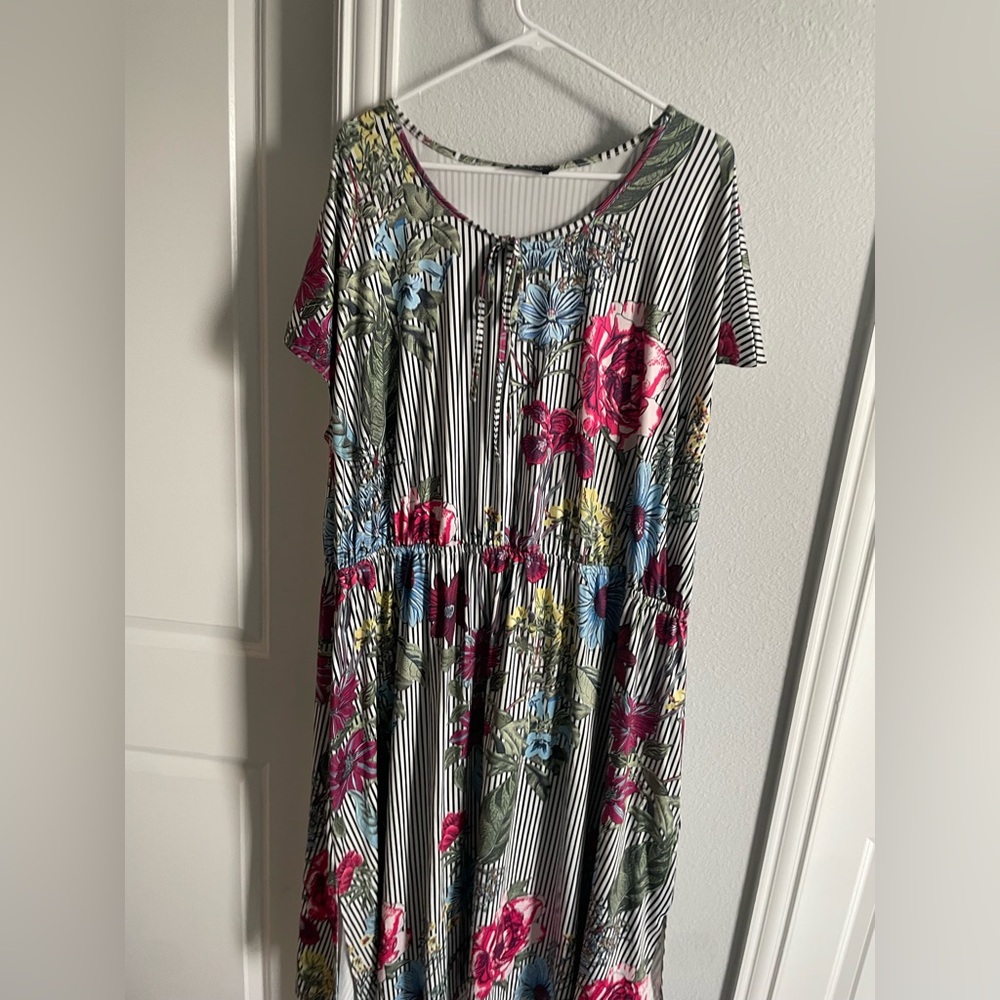 Mod Cloth Floral Striped Dress 3X